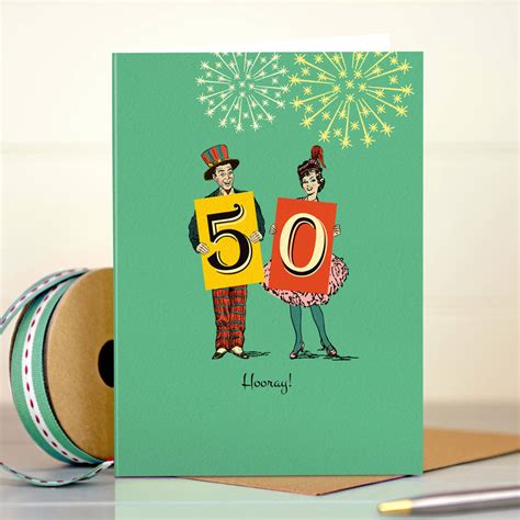 Funny 50th Birthday Card ‘50 Hooray ’ By The Typecast