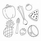 Vegetables Fruits Fall Coloring Fruit Vegetable Printables Printable Printablee Cornucopia Via sketch template