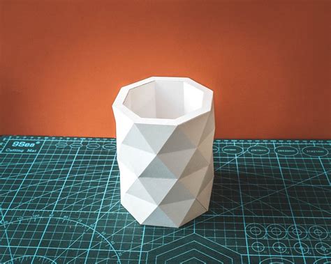 vase planter papercraft  poly template flowerpot diy paper craft