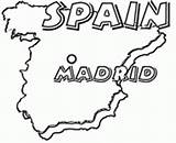 Madrid Spain Spanish Coloring Map Drawings Espagne Spanien Continents Flag Clipartmag sketch template