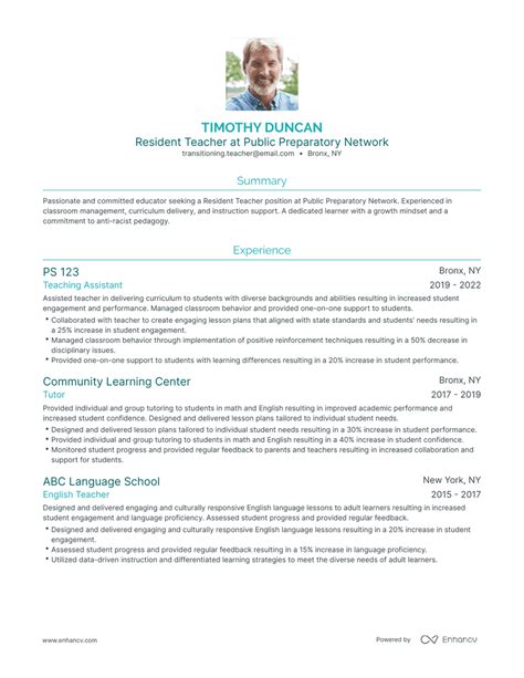 transitioning teacher resume examples guide
