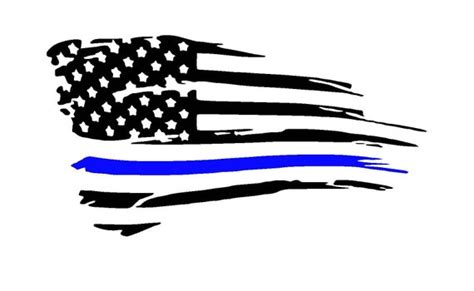 Tattered American Thin Blue Line Vinyl Decal Back The Blue