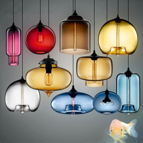 Artpad Multi Color Stained Clear Glass Pendant Light Lamp For Dining