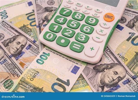 calculator  dollar   euro bills exchange money stock image image  payment european