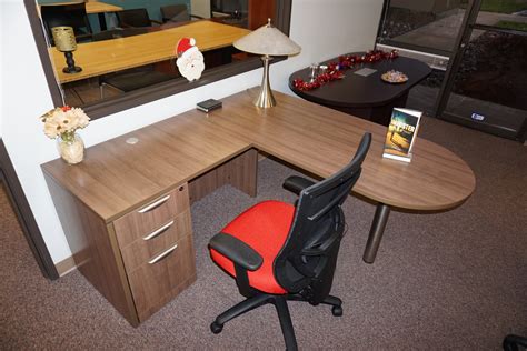 walnut  shaped desk desks office furniture  office furniture