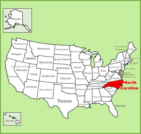 map  north carolina state map  usa