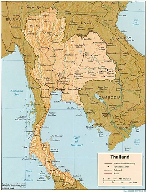 detailed relief  political map  thailand thailand detailed relief