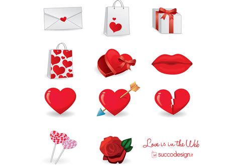 Free Vector Icon Set For Valentine’s Day