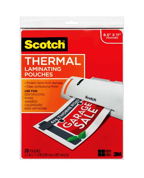 scotch thermal laminating pouches  count    mil thick
