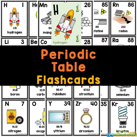 periodic table  elements printable flash cards tutor suhu