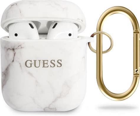 bolcom guess airpods   hoesje marble collection wit
