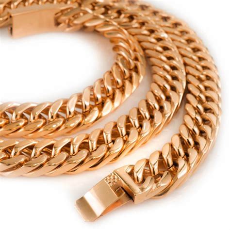 rose gold cuban miami chain link stainless steel nivs bling