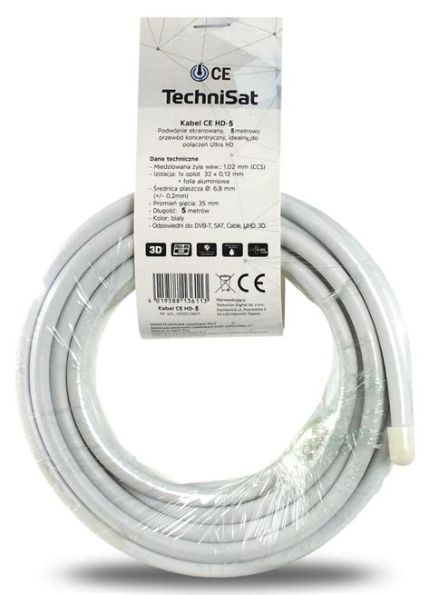 Kabel Koncentryczny Rg 6 Technisat 5 Metrów Sklep