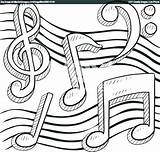Music Notes Coloring Pages Note Drawing Musical Sketch Vector Printable Treble Clef Doodle Line Border Stock Symbol Staff Mandolin Drawings sketch template