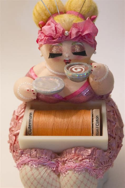 candy annie pin cushion thread holder ooak vintage inspired lady art doll