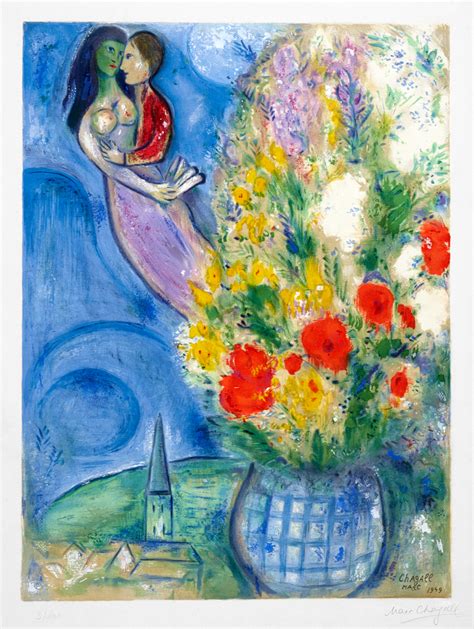 marc chagall les coquelicots red poppies  lithograph