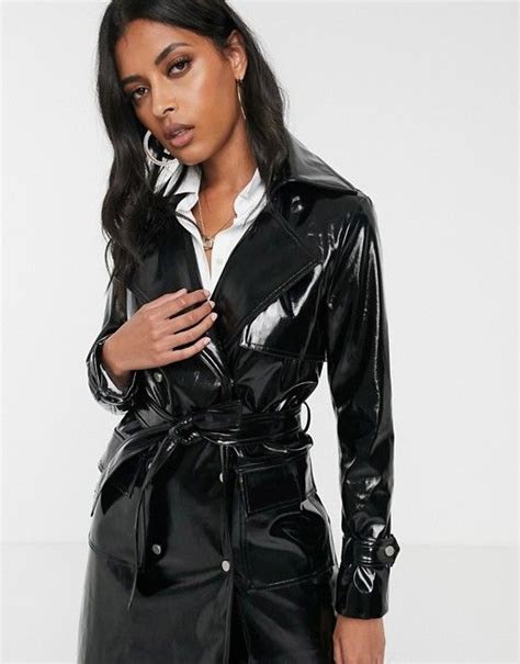glamorous vinyl trench coat asos rainwear fashion shiny jacket coats jackets women