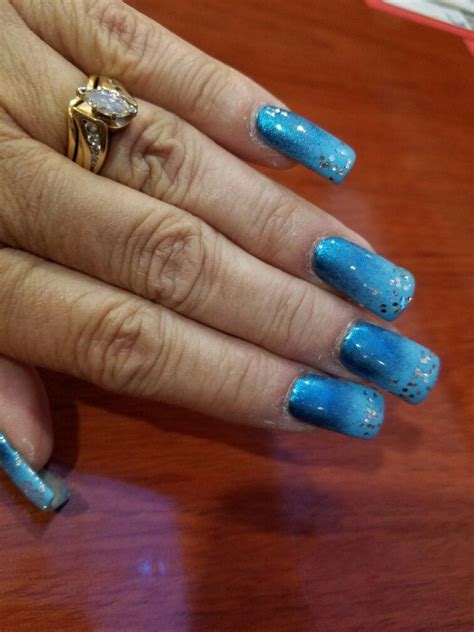 sparkly blue nails shelly spa salon