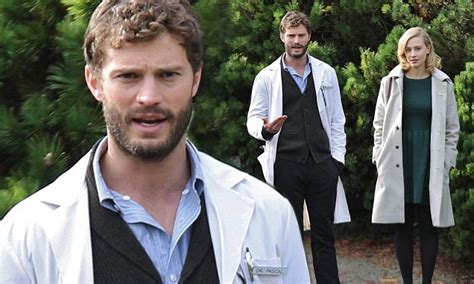 jamie dornan looks handsome in medical coat as he films the 9th life of louis drax daily mail