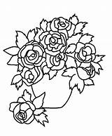 Bouquet Vase Roses Mewarnai Bunga Florero Merah Mawar Colorear Disegno Coloriages Getdrawings sketch template