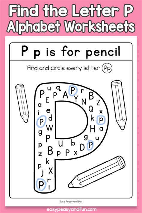 p worksheets  kindergarten