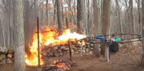 this flamethrower drone roasts a turkey literally