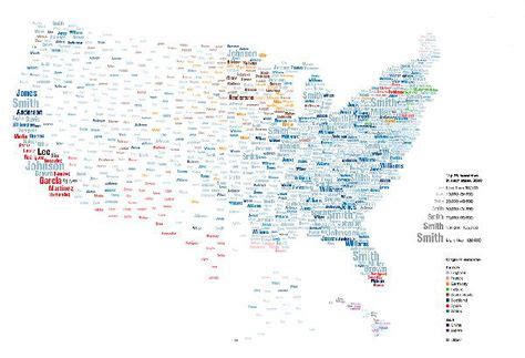 awesome infographic  united states  surnames genealogy map map