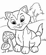 Coloring Pages Cat Printable Curious Mushrooms Looking Little sketch template