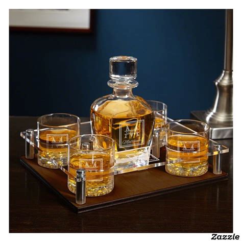 set of 6 oakhill tray decanter and rocks glasses zazzle