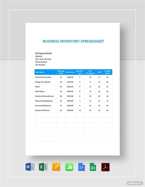 small business inventory spreadsheet template google docs google