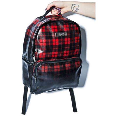 kill star tartan backpack clothes design black leather backpack fashion