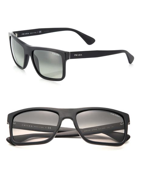 prada 57mm gradient rectangle sunglasses in black for men lyst