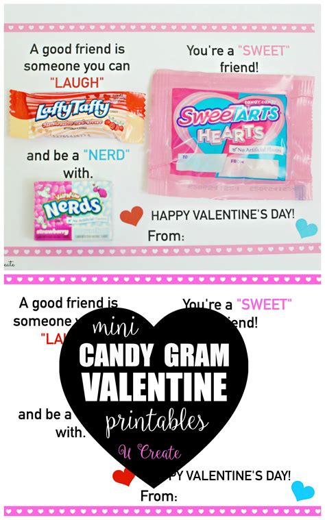 mini candy gram valentine printables  create