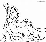 Relaxed Princess Coloring Coloringcrew sketch template