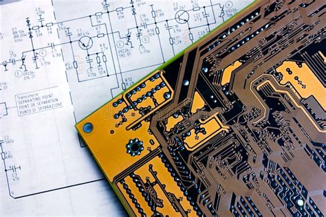 schematic diagram  electronic board stock photo image  component project