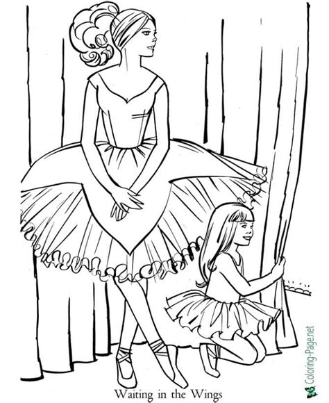 ballet coloring pages girls waiting   wings
