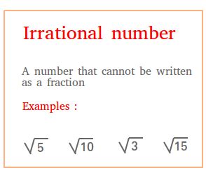 irrational numbers definition examples  properties