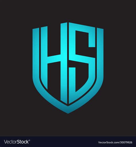 hs logo monogram  emblem shield design vector image