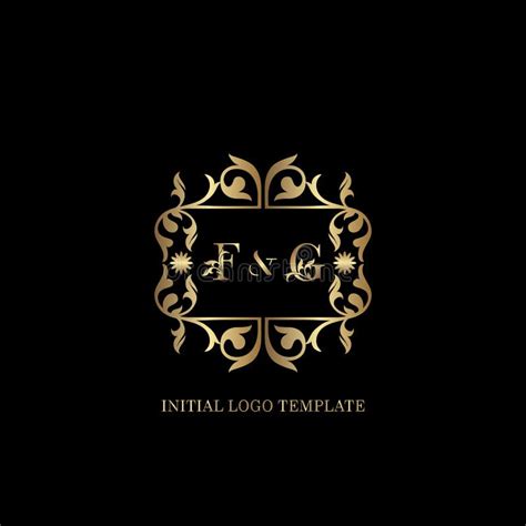 gold fg initial logo frame emblem ampersand deco ornament monogram luxury logo template