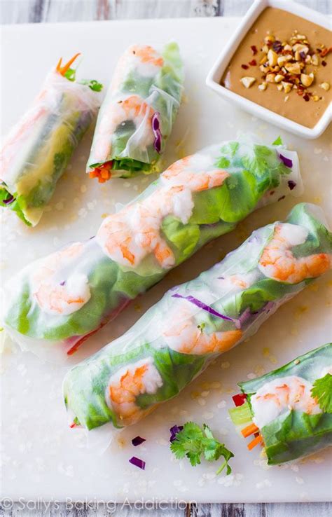 Homemade Fresh Summer Rolls With Easy Peanut Dipping Sauce Sally S