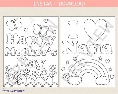 printable mothers day coloring pages  grandma etsy