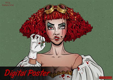 Creepy Redhead Clown Girl Poster Digital Spooky Art Wall Etsy