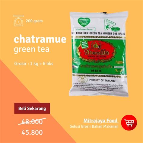 Jual Thai Green Tea Mix Hijau Chatramue 200gr Cha Tra Mue Teh Thailand