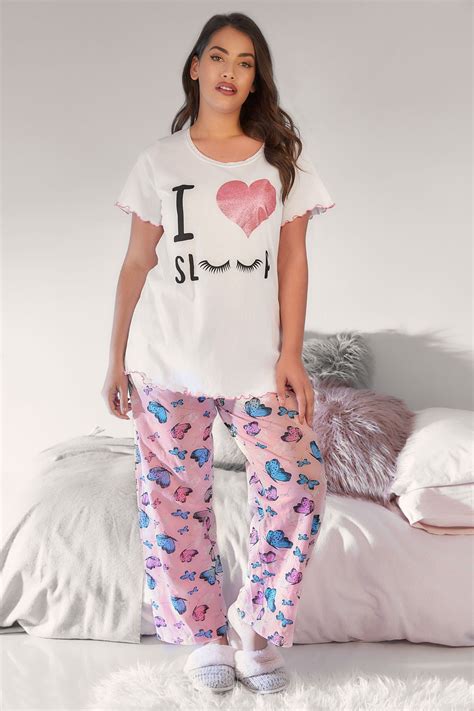 pink butterfly print pyjama bottoms plus size 16 to 36