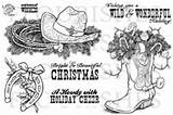Western Christmas Cowboy Country Pages Flourishes Coloring Stamps Silhouettes Silhouette Stamp Set sketch template