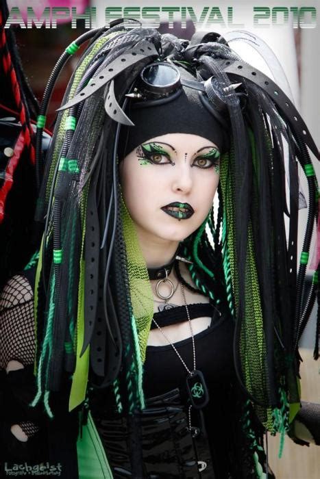 Cyber Girl Cyberlox Dyed Hair Green Blue Purple Makeup Cybergoth