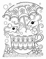 Coloring Pages Tea Teacup Adult Printable 60s Set Book Mice Kids Camper Books Flower Power Color Cute Colouring Cup Thaneeya sketch template