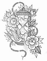 Hourglass Tatuaggio Tatuaggi Stencils Everfreecoloring Tatuar Lantern Pagine Coscia Clessidra sketch template