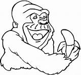 Monkey Banana Eating Coloring Pages Big Printable sketch template