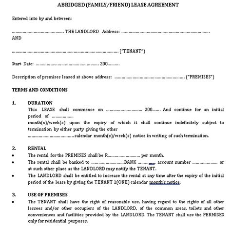 sample rental agreement letter template rental agreement templates